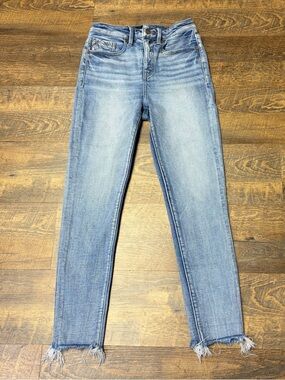 Buckle Black Fit 35 Ankle Skinny Jeans Womens 25x27 Stretch Blue Denim Raw Hem